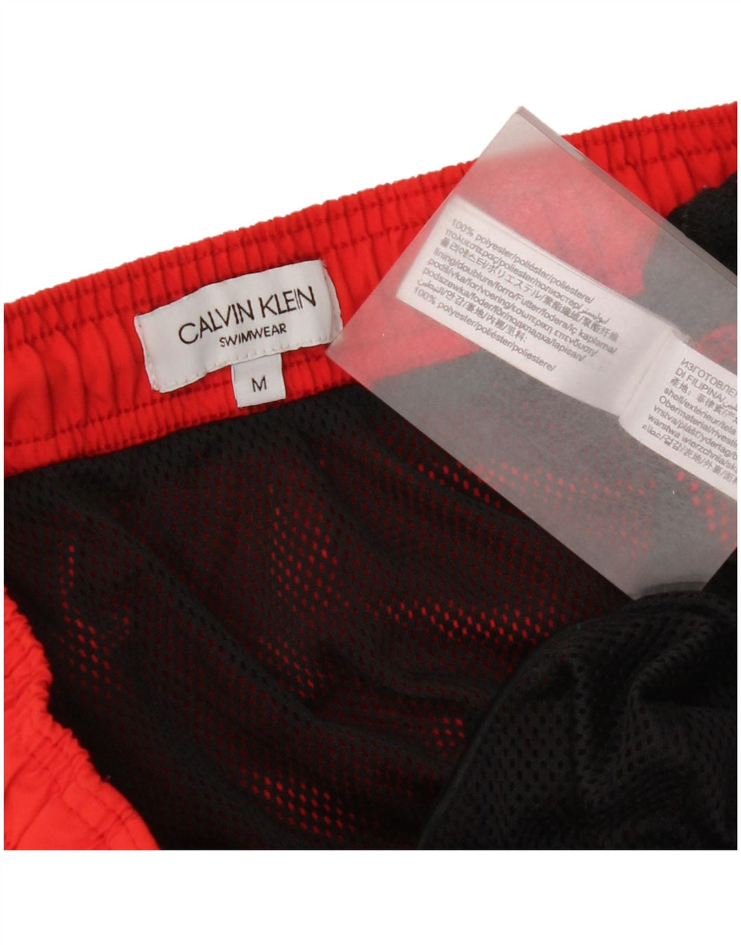 Calvin Klein Herren Badeshorts mit Grafik, Mittelrotes Polyester