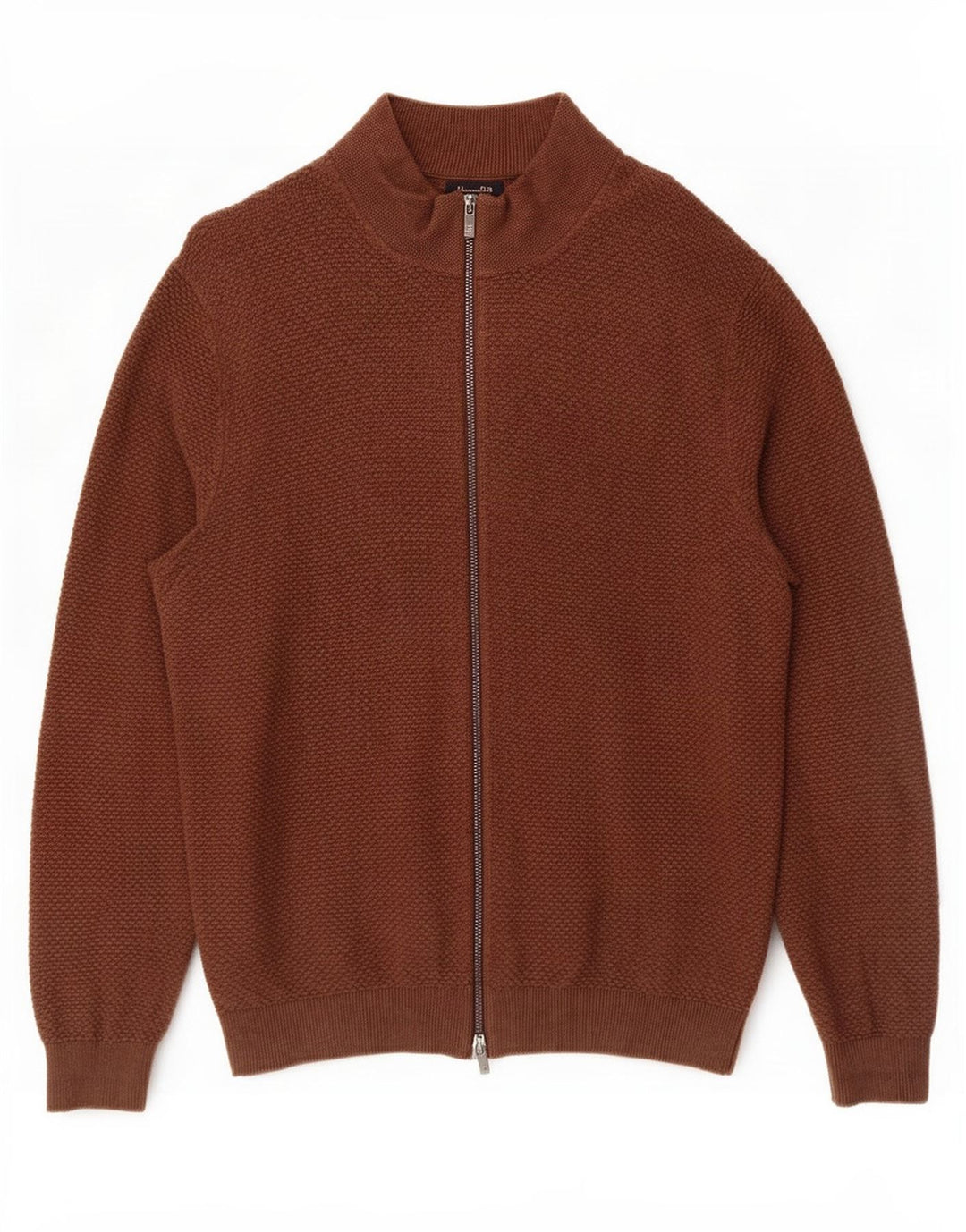 Massimo Dutti Herren-Strickjacke, groß, braune Baumwolle
