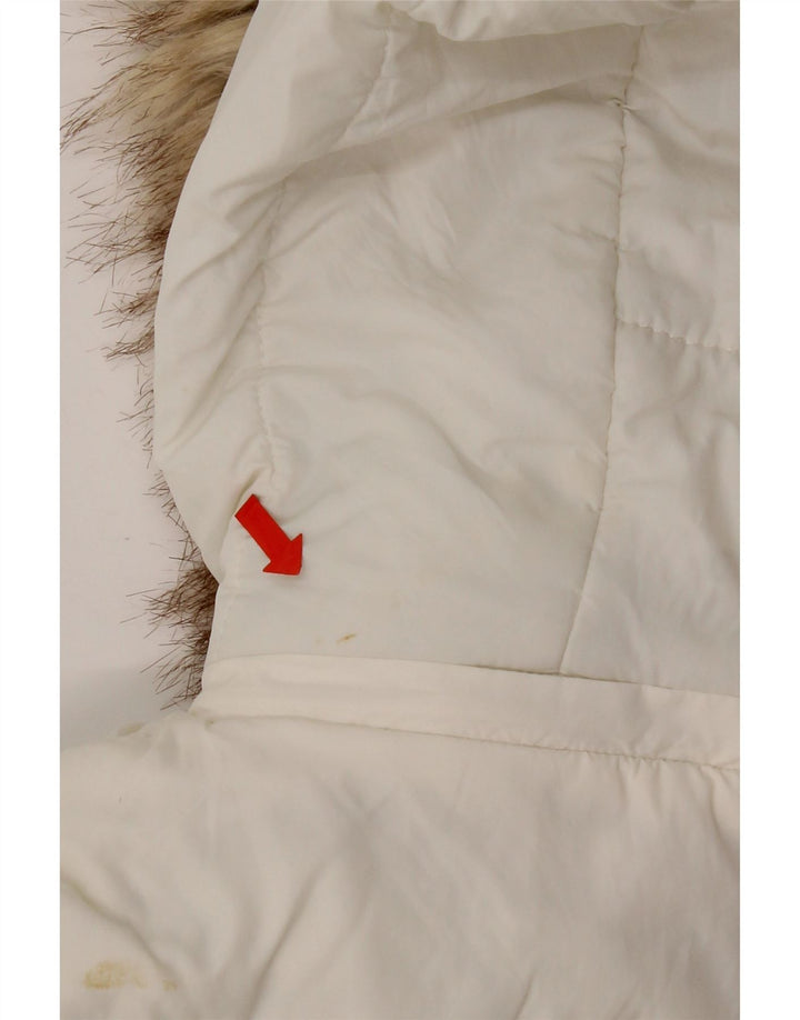 Zara Damen-Jacke mit Kapuze, wattiert, Gr. 10, Größe S, Weiß, Polyamid