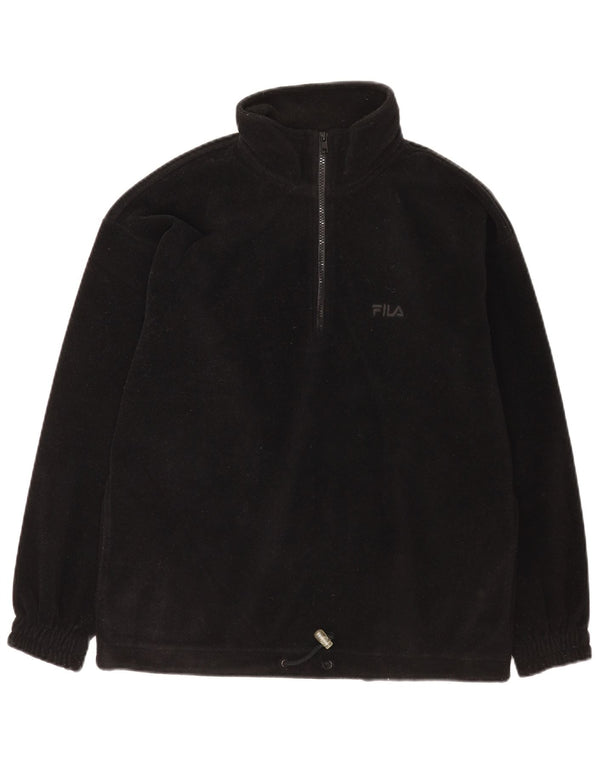 Fila Herren-Fleecepullover mit Reißverschluss am Hals, Größe 46, Schwarz