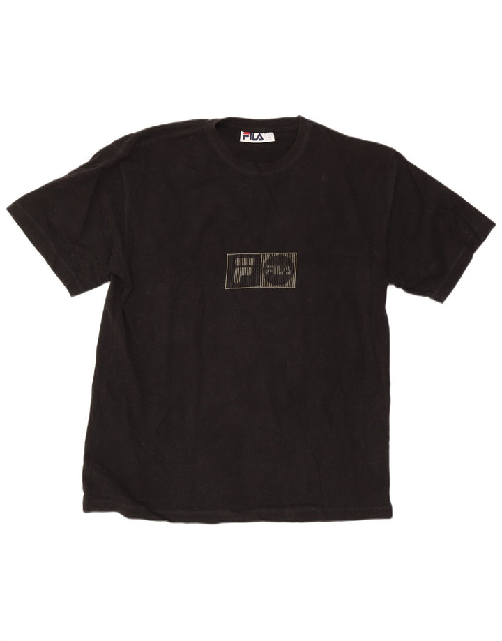 Fila Herren-T-Shirt mit Grafik, groß, aus schwarzer Baumwolle