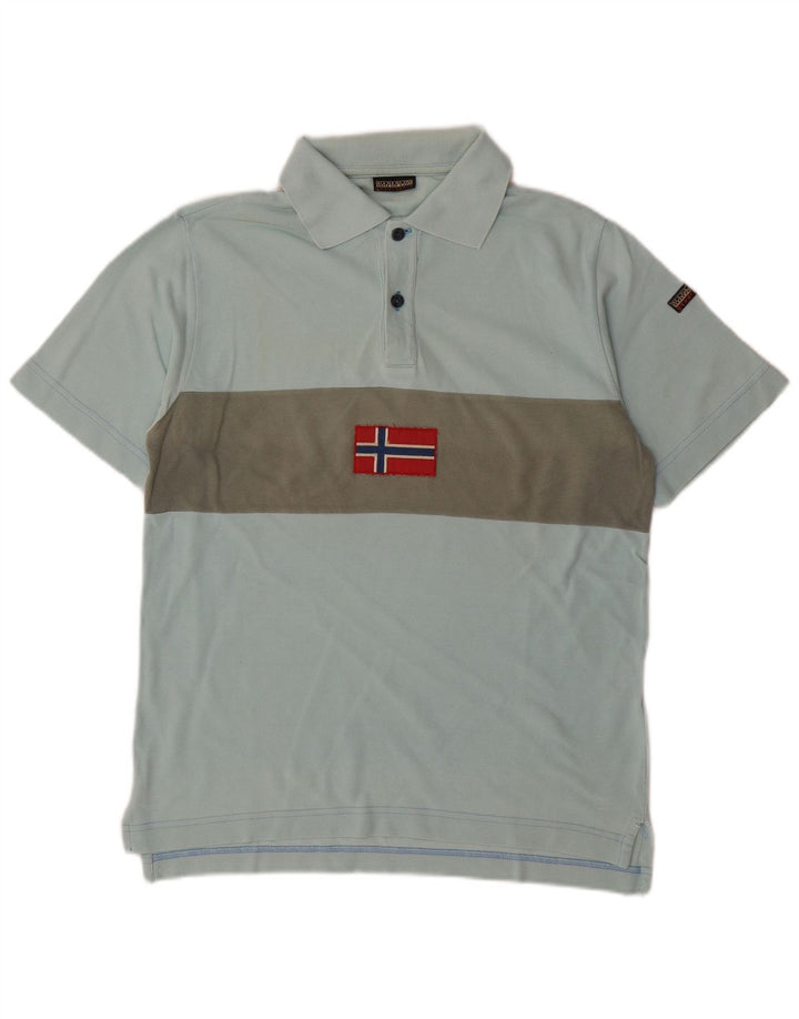 NAPAPIJRI Herren Geographic Poloshirt, Größe S, Blau, Colourblock-Baumwolle