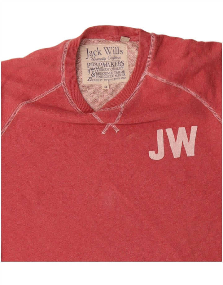 JACK WILLS Herren-Sweatshirt mit Grafik, mittelrote Baumwolle