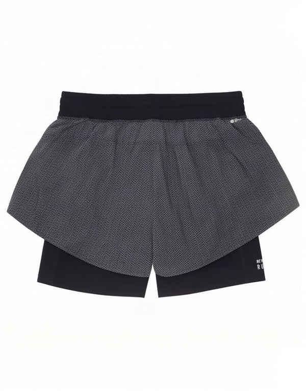 New Balance Damen Sportshorts UK 10 Small Marineblau mit Fischgrätenmuster