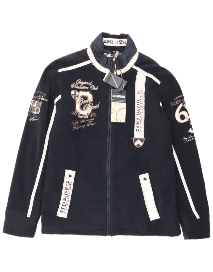 Camp David Herren-Bomberjacke mit Grafik, UK 40, Größe L, Marineblau, Farbblock