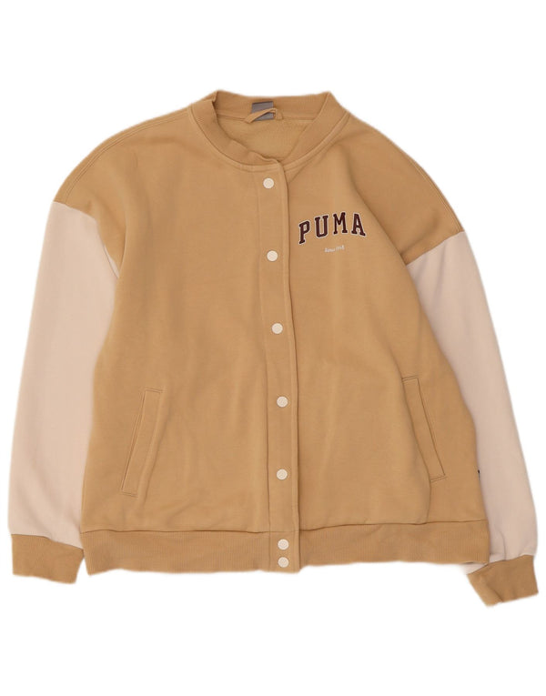 Puma Damen-Trainingsanzug-Top-Jacke, UK 14, Mittelbeige, Colourblock-Baumwolle