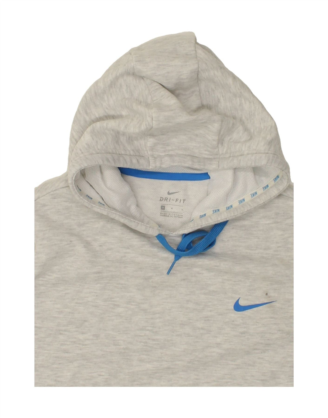 NIKE Womens Oversized Graphic Hoodie Jumper UK 14 Medium Grey Rayon Vintage Nike and Second-Hand Nike from Messina Hembry 