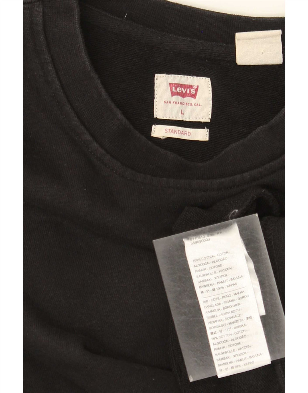 Levi's Herren-Sweatshirt mit Standard-Passform, groß, aus schwarzer Baumwolle