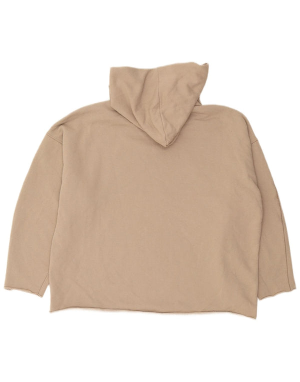 Zara Damen Übergroßer Kapuzenpullover UK 10 Small Beige Baumwolle