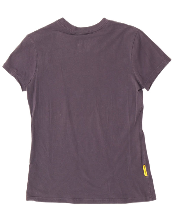 Nike Damen Dri Fit Graphic T-Shirt Top UK 14 Large Marineblau Baumwolle