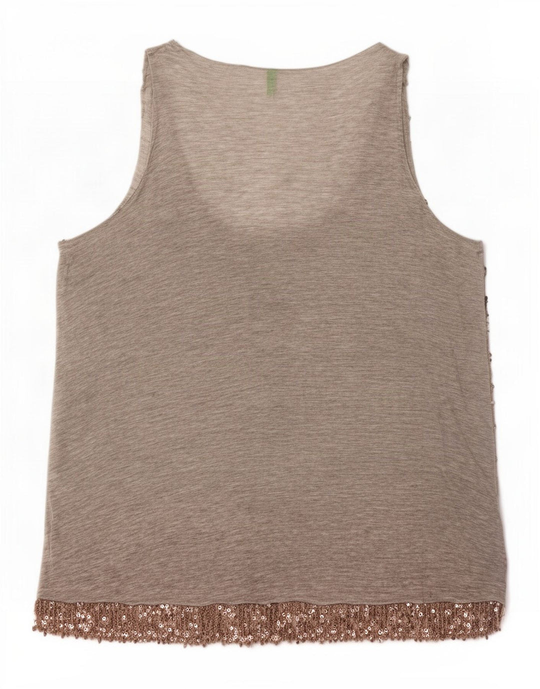 Benetton Damen Pailletten-Trägershirt UK 14 Mittelgraue Viskose
