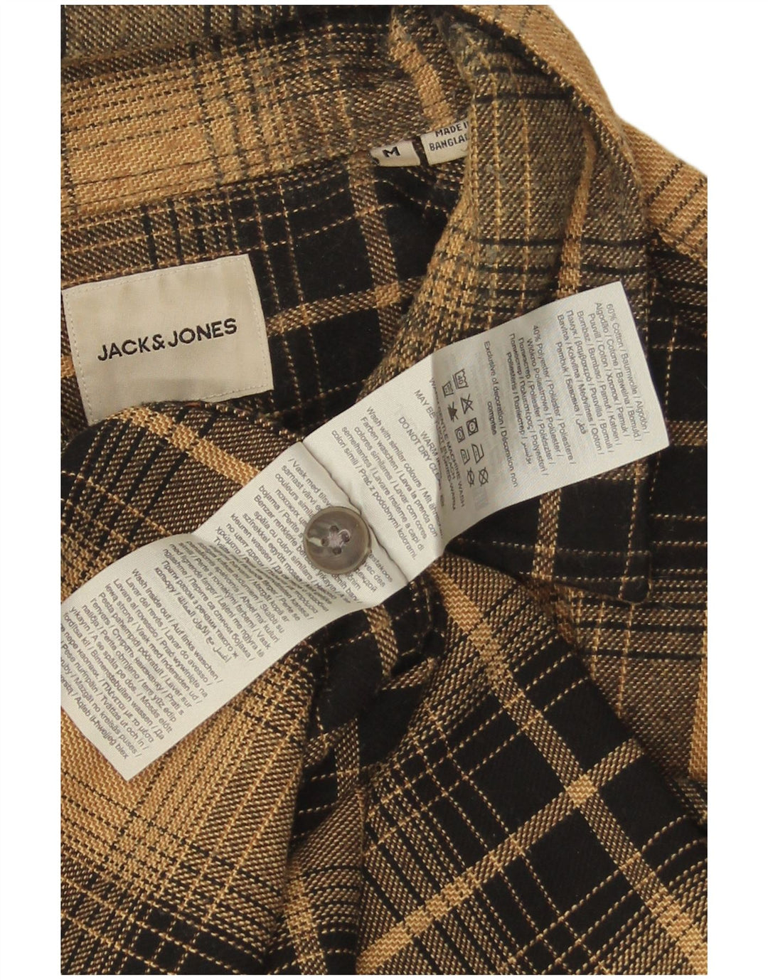 Jack & Jones Herren-Flanellhemd aus mittelbraun karierter Baumwolle