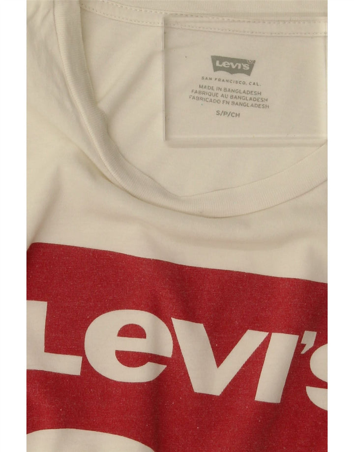LEVI'S Womens Graphic T-Shirt Top UK 10 Small White Vintage Levi's and Second-Hand Levi's from Messina Hembry 