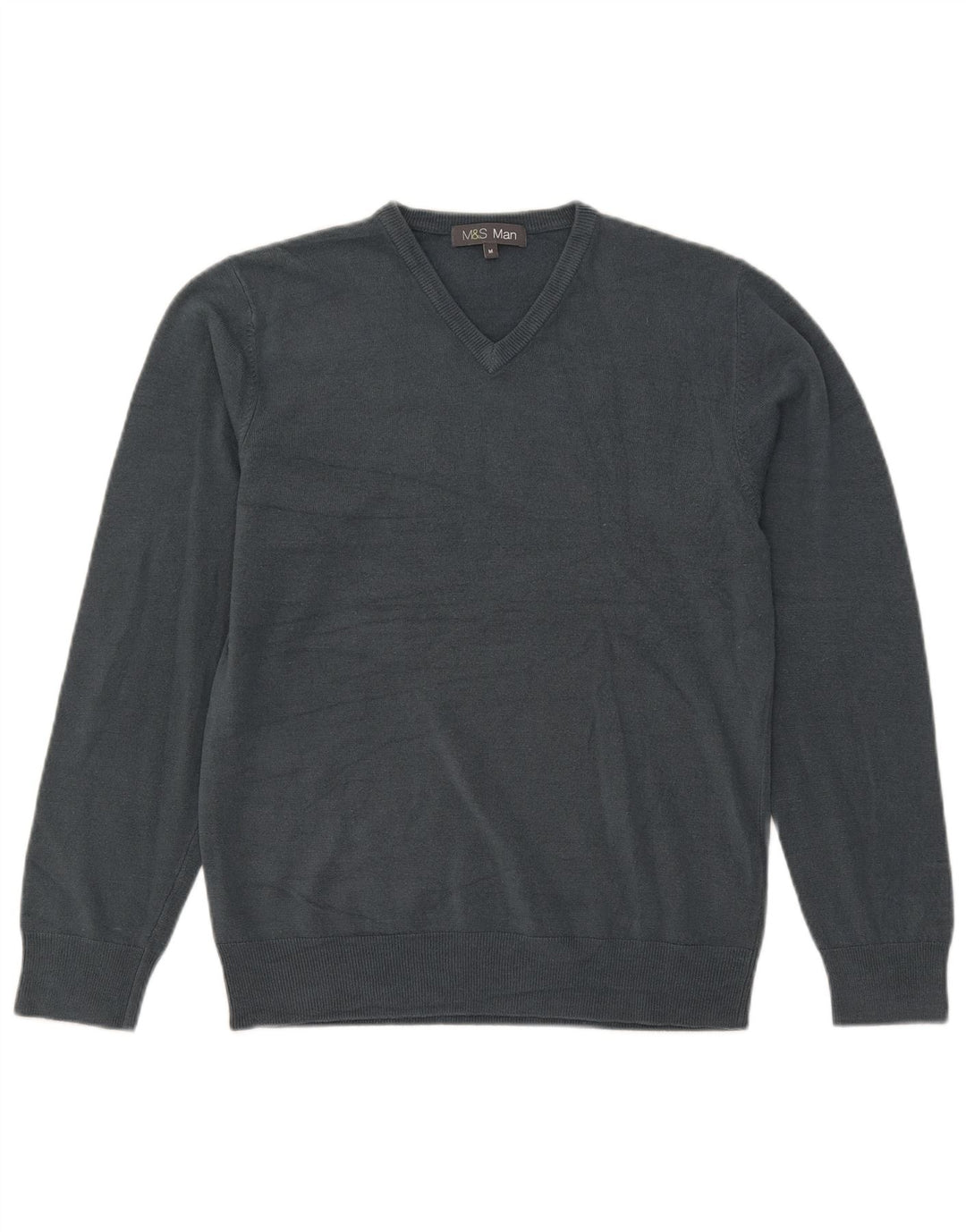 Marks & Spencer Herren-Pullover mit V-Ausschnitt, mittelgraues Acryl