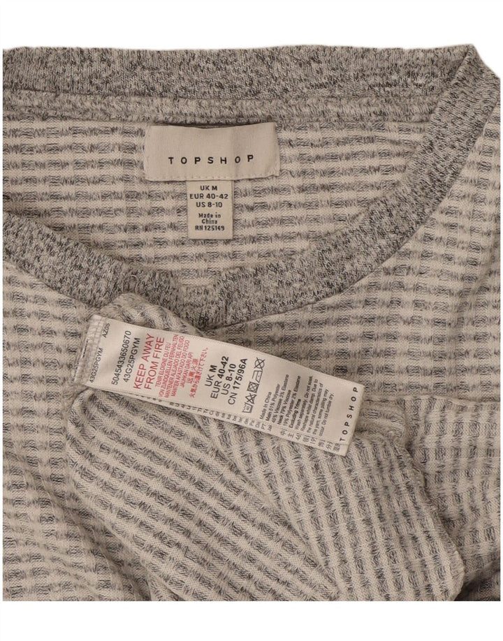 Topshop Damen Crop Top Langarm UK 14 Mittelgraues Polyester