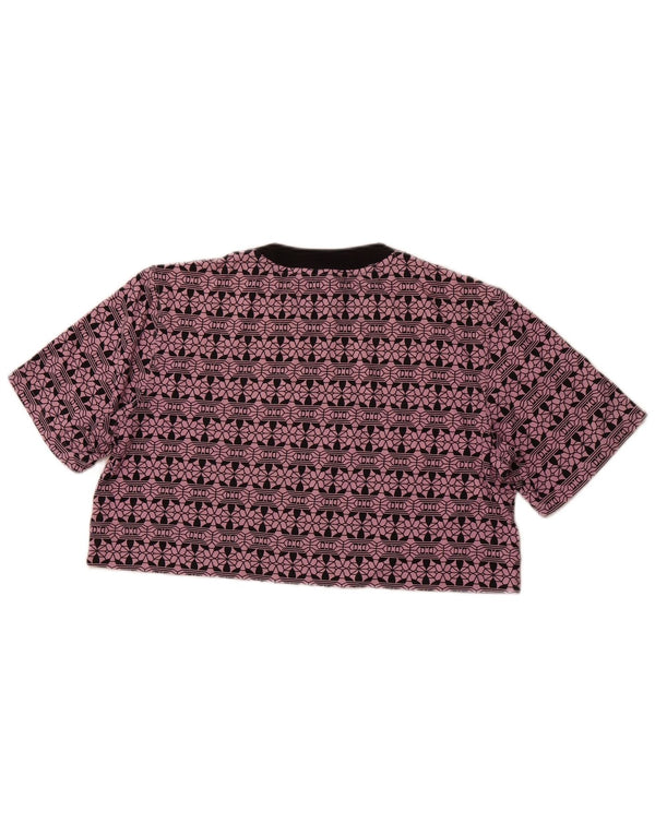 ADIDAS Damen Oversize Crop Graphic T-Shirt Top UK 6 XS Lila Baumwolle