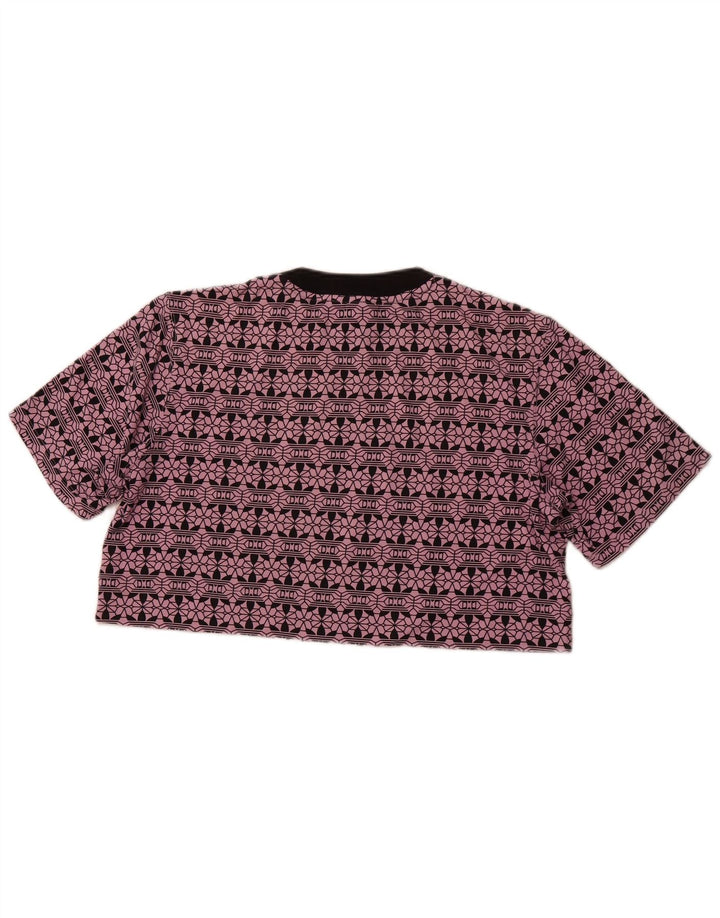 ADIDAS Damen Oversize Crop Graphic T-Shirt Top UK 6 XS Lila Baumwolle