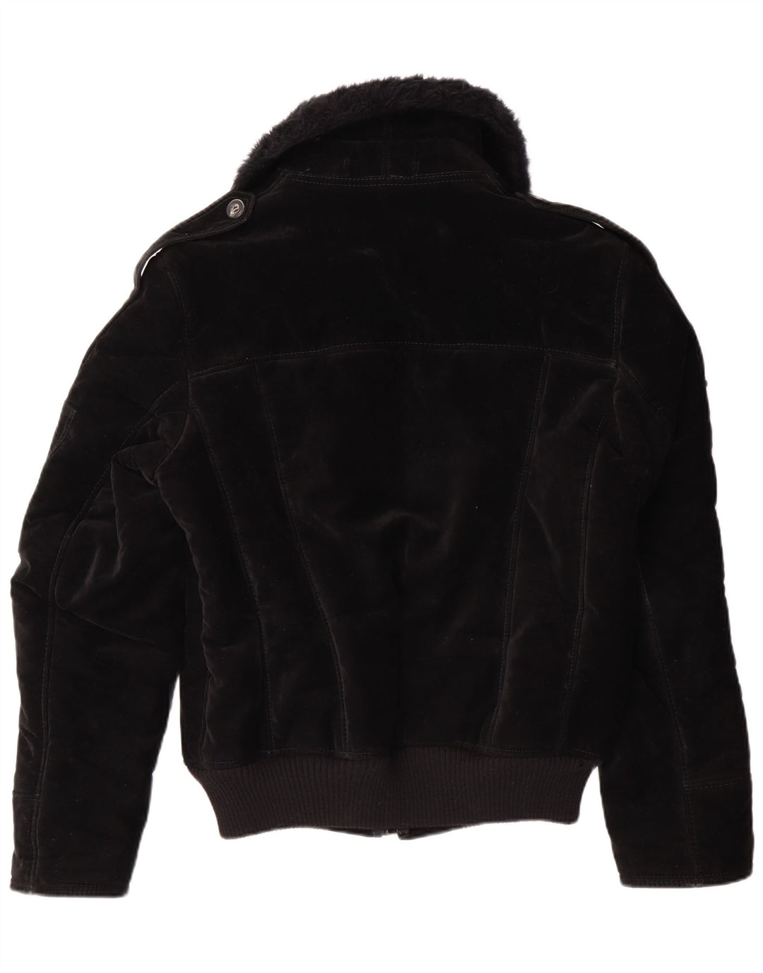 VINTAGE Damen Sherpa Jacke UK 12 Mittelschwarze Viskose