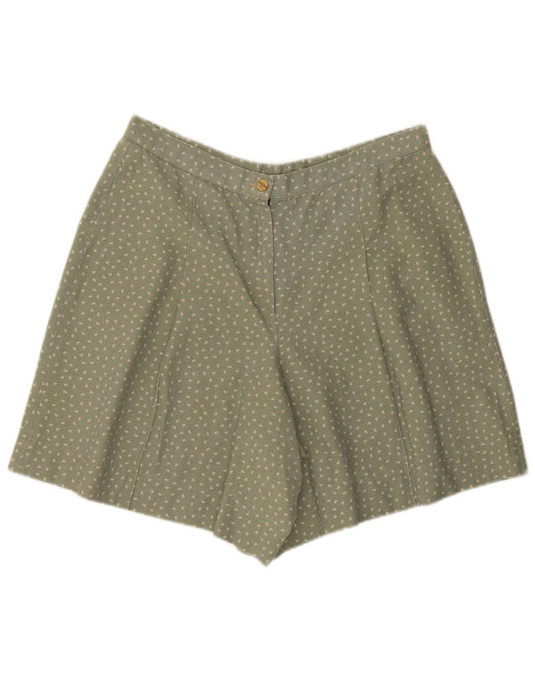 Vintage Damen Lässige Shorts Groß W34 Grün gefleckt