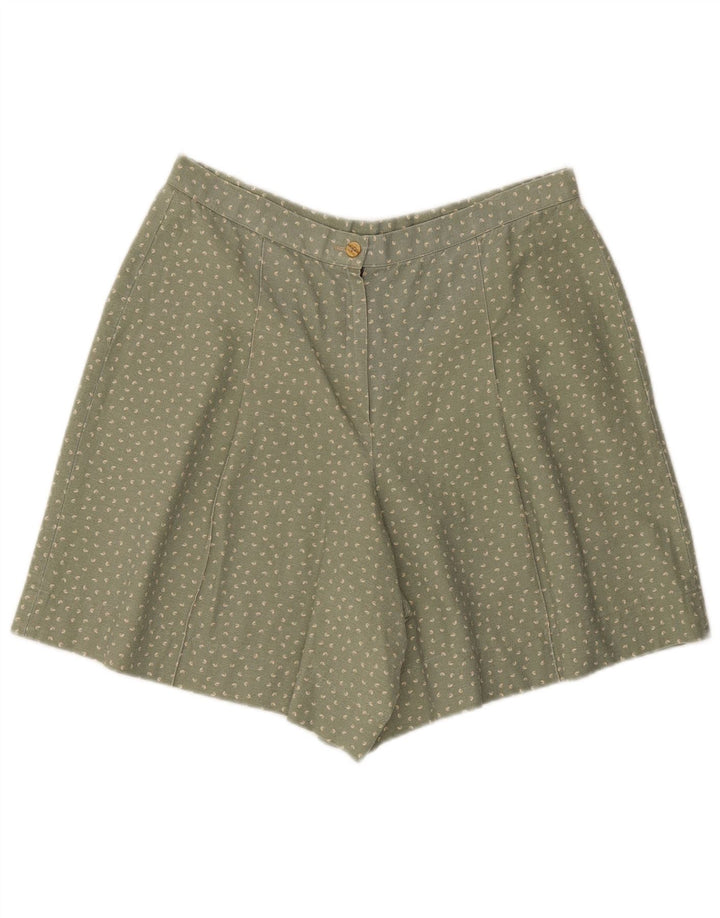Vintage Damen Lässige Shorts Groß W34 Grün gefleckt