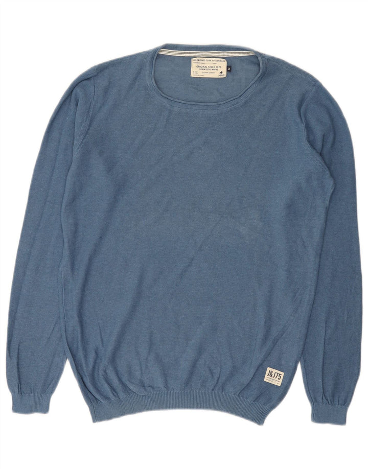 Jack & Jones Herren-Pullover mit U-Boot-Ausschnitt, mittelblaues Leinen