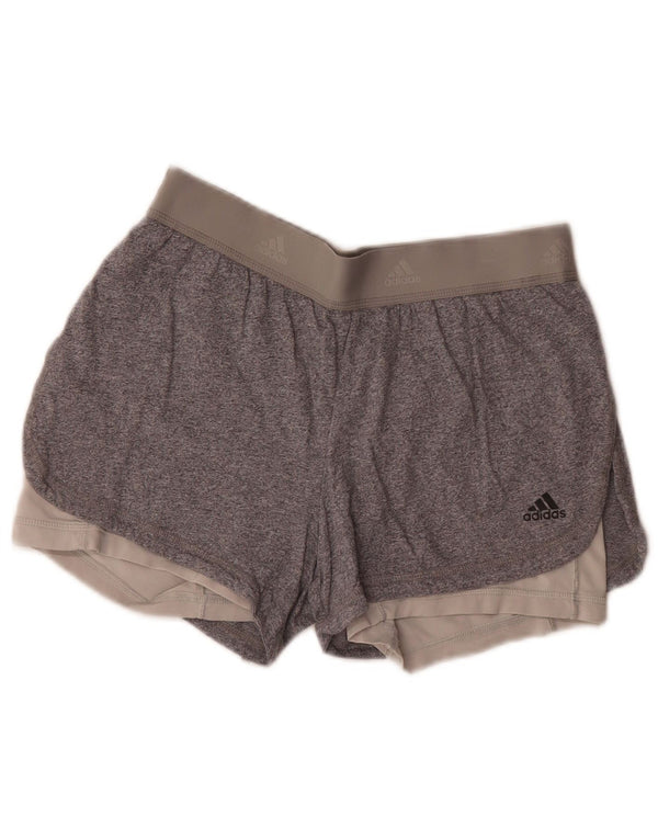 Adidas Damen Climalite Graphic Sport Shorts UK 8/10 Small Grau