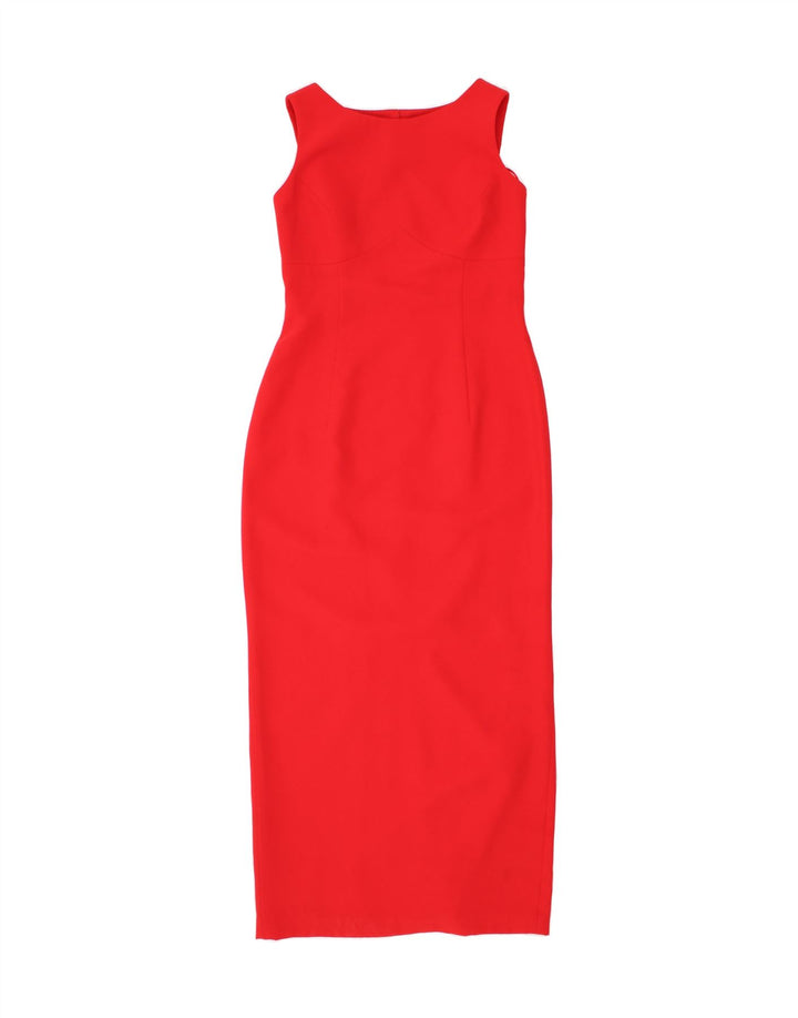 FRANK USHER Womens Sleeveless Maxi Bodycon Dress UK 12 Medium Red Vintage Frank Usher and Second-Hand Frank Usher from Messina Hembry 