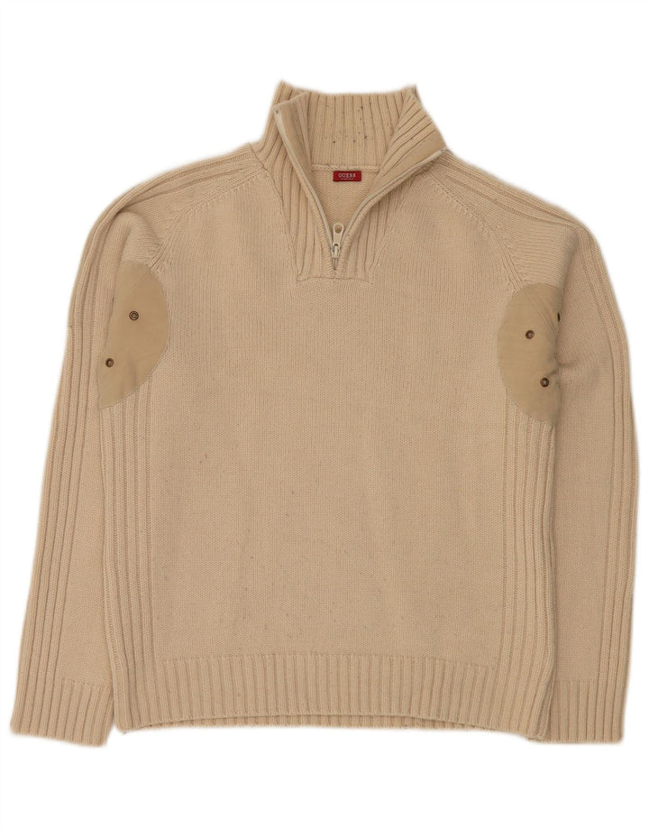 GUESS Herren-Pullover mit Reißverschluss, XL, Beige