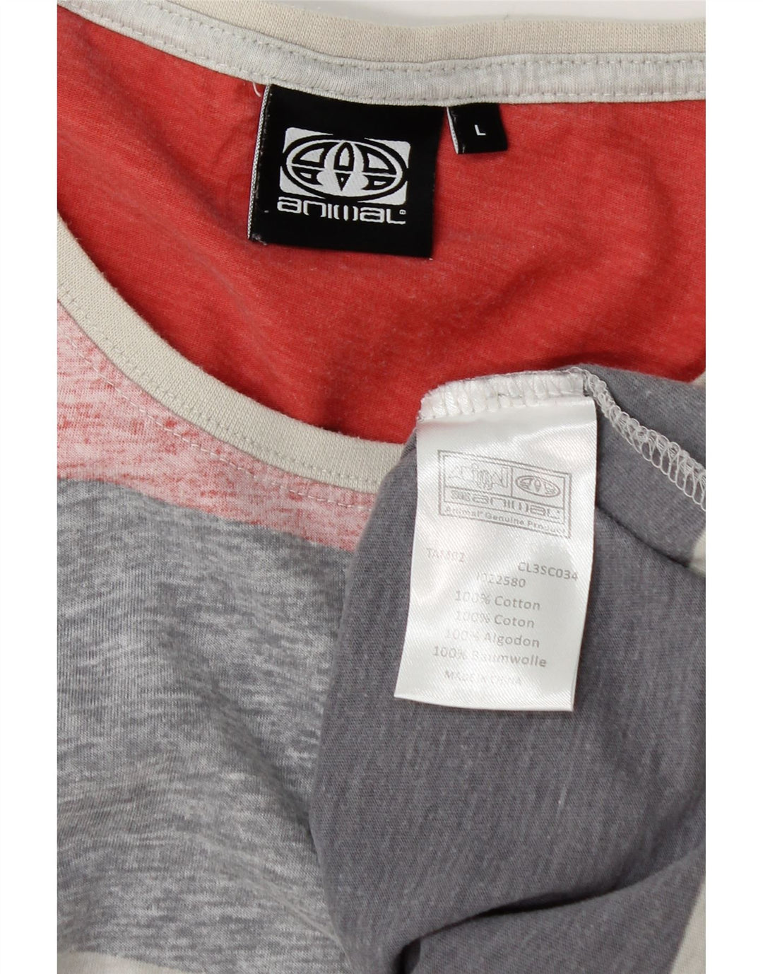 Animal Herren-T-Shirt-Oberteil, groß, mehrfarbig, gestreift, Baumwolle