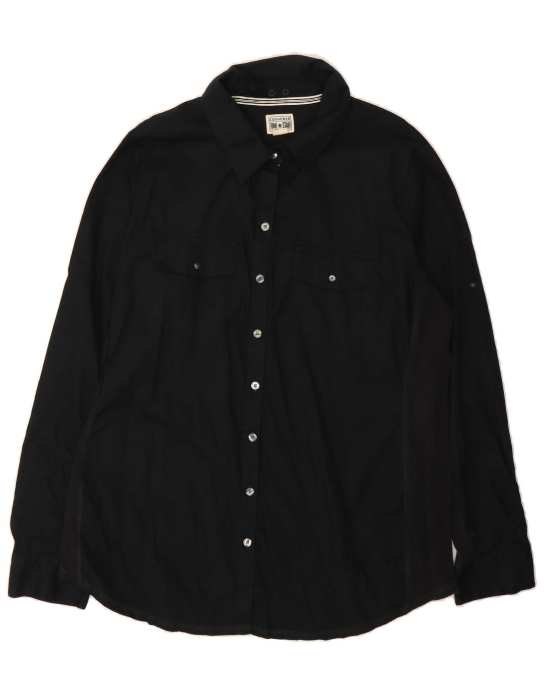 CONVERSE Womens Oversized Shirt US 2 XS Black Cotton Vintage Converse and Second-Hand Converse from Messina Hembry 