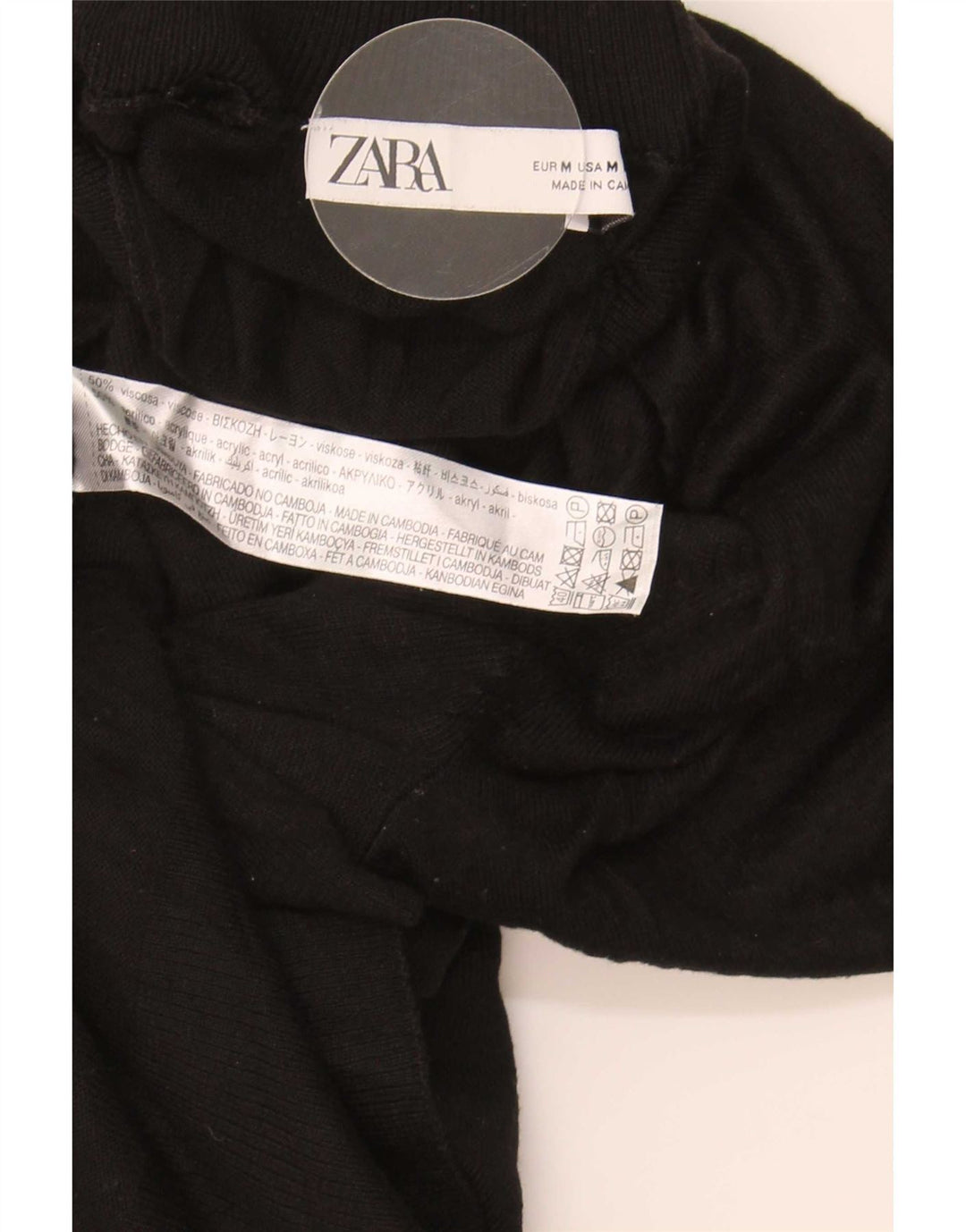 Zara Damen-Pullover mit Rollkragen, Gr. 14, mittlere schwarze Viskose