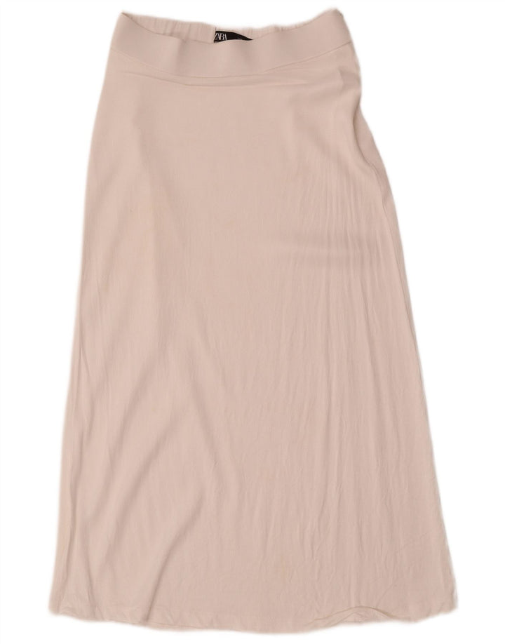Zara Damen Midirock mit hoher Taille, Größe S, W26, Weiß