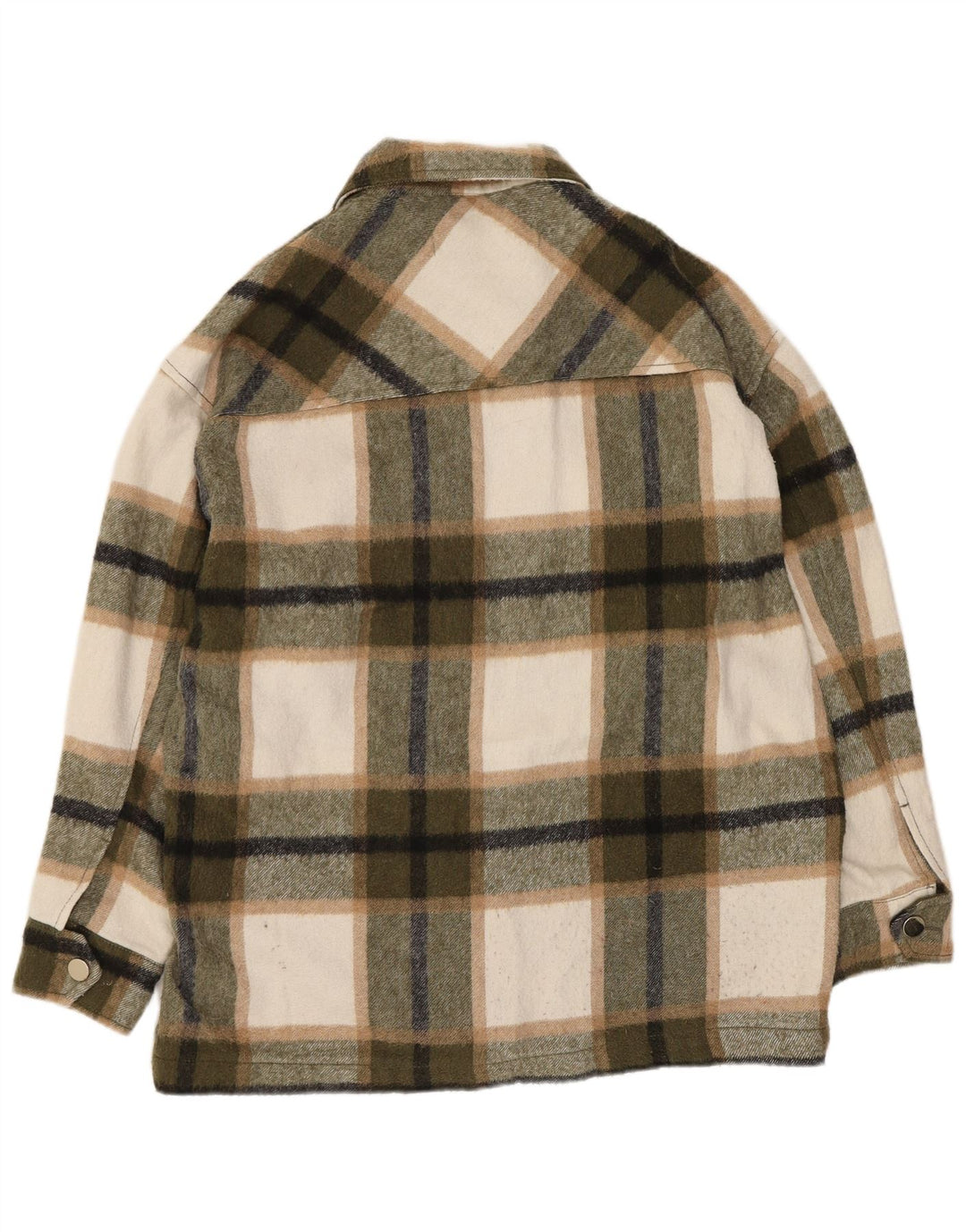Zara Damen Übergroße Shacket-Jacke UK 6 XS Khaki Check