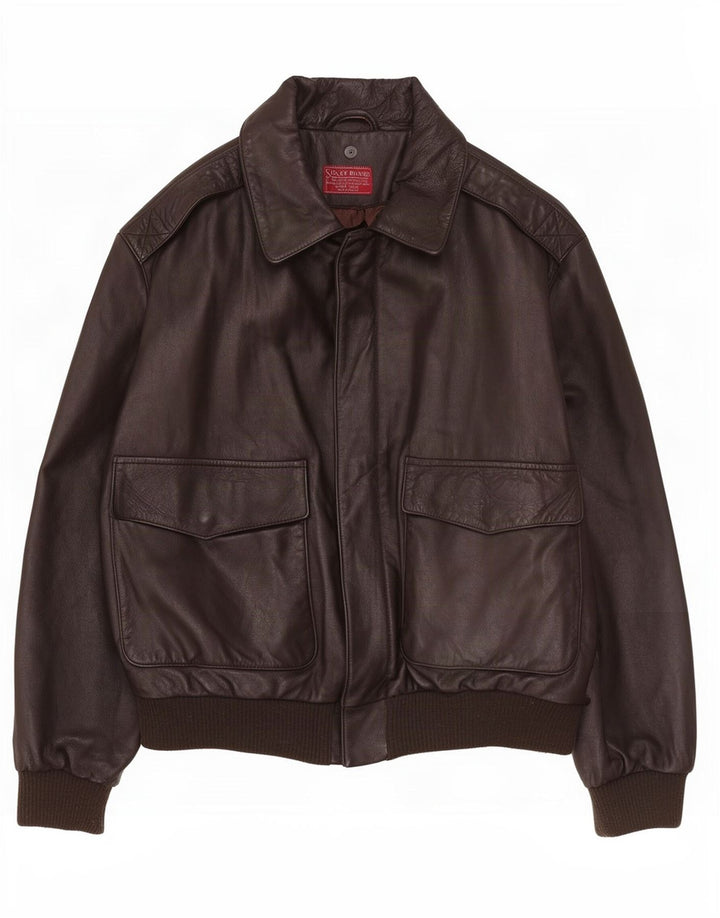 Sisley Herren Lederjacke UK 38 Mittelbraun
