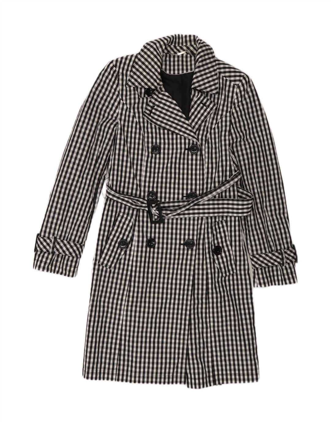 Laura Ashley Damen Trenchcoat UK 10 Small Marineblau Gingham Polychlorid