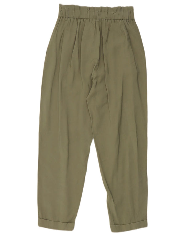 Zara Damen-PEGged-Cropped-Hose, Größe S, W27, L25, Khaki, Viskose