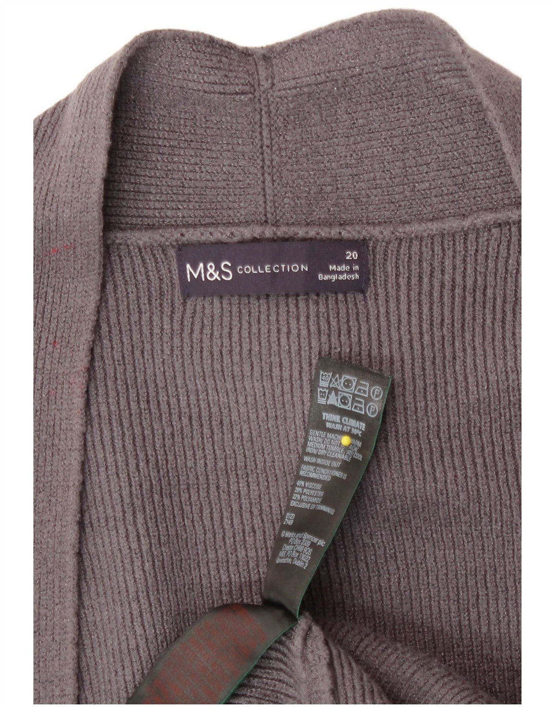 Marks & Spencer Offener Damen-Cardigan-Pullover UK 20 2XL Graue Viskose