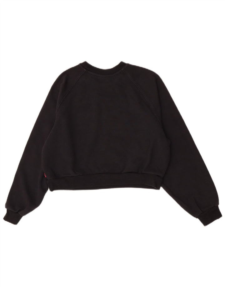 Levi's Damen Crop Oversized Sweatshirt Pullover UK 6 XS Schwarz Baumwolle
