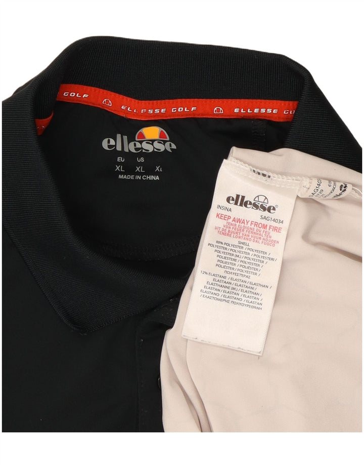 Ellesse Herren-Poloshirt XL, weißes Colourblock-Polyester