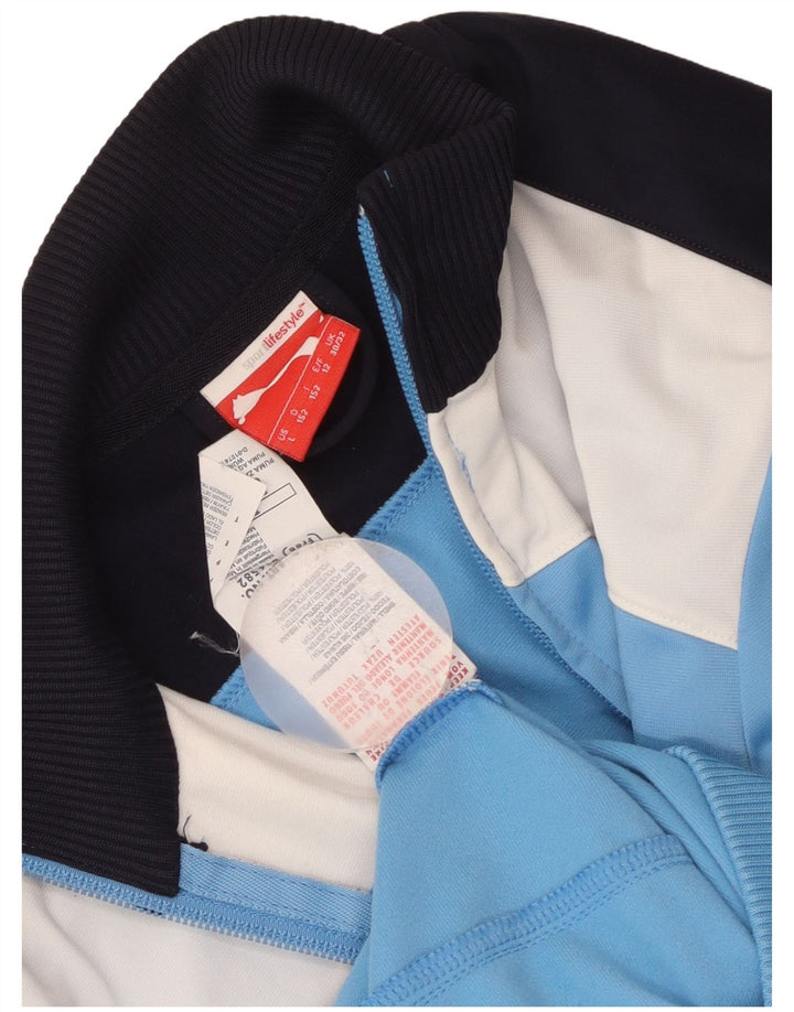 Puma Mädchen-Trainingsanzug-Top-Jacke, 11–12 Jahre, blaues Colourblock-Polyester