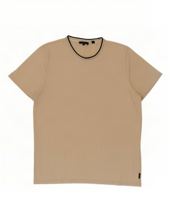 Ted Baker Damen T-Shirt Top Größe 4 Large Beige Baumwolle