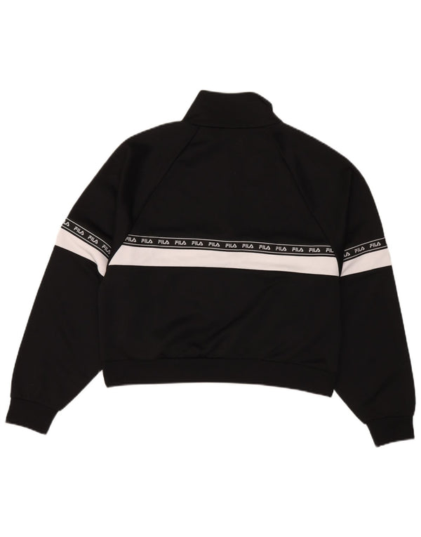 Fila Damen Grafik-Sweatshirt-Pullover UK 14 Medium Black Colourblock Sports