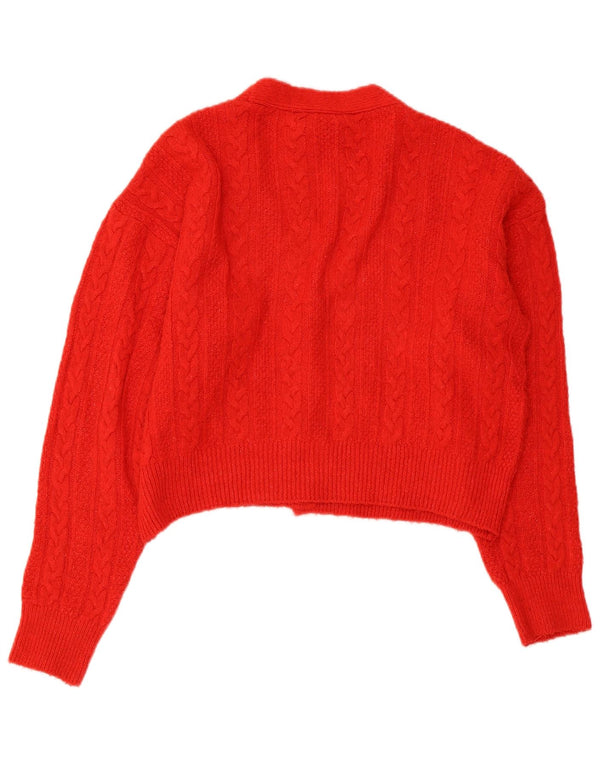 Zara Damen Crop Oversized Cardigan Pullover UK 10 Small Rot