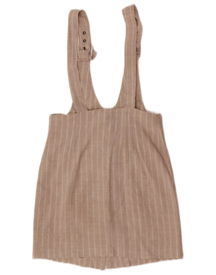 Vintage Damen Latzrock Medium W30 Beige gestreift Viskose