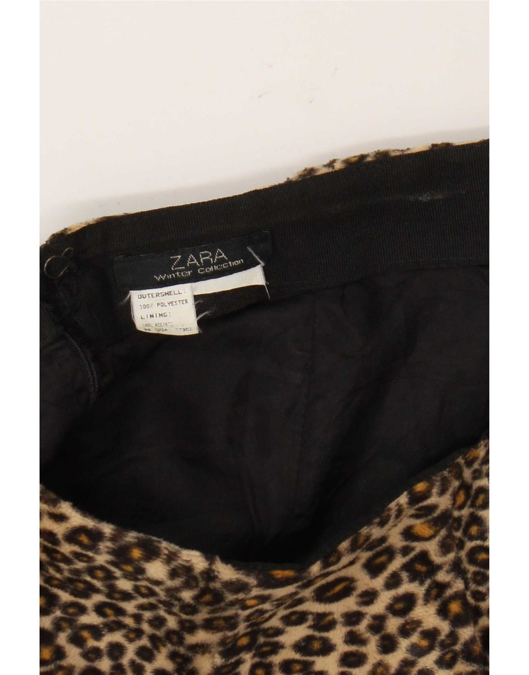 Zara Damen-Bleistiftrock W32, großes braunes Polyester mit Tiermuster