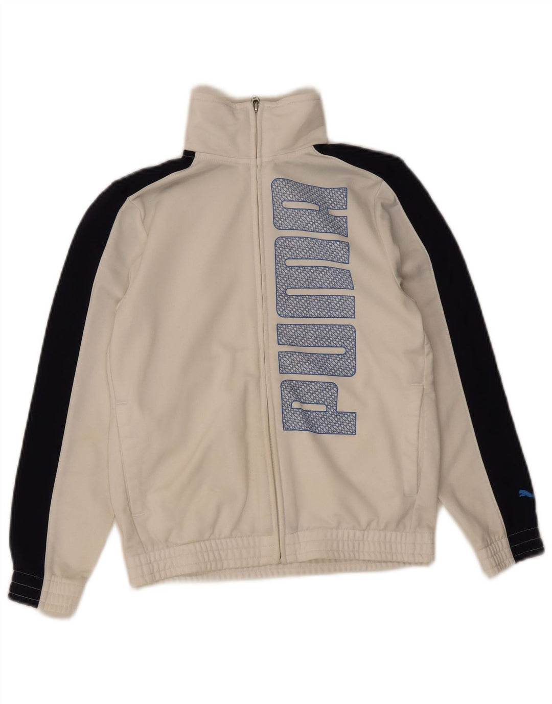Puma Jungen Grafik-Trainingsanzug-Top-Jacke, 9–10 Jahre, weißes Farbblockdesign