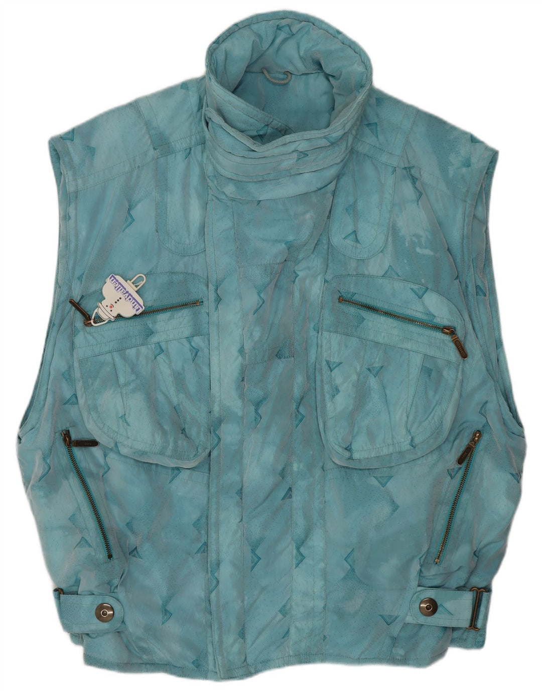 Emmegi Herren Utility Gilet UK 38 Mittelblaues geometrisches Polyamid
