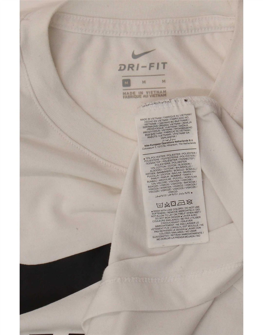 Nike Damen Dri Fit Graphic T-Shirt Top UK 12 Mittelweißes Polyester