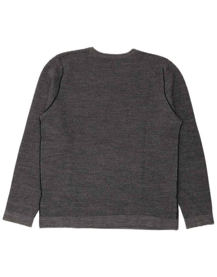 Gas Herren-Pullover mit Rundhalsausschnitt, XL, grau gesprenkelte Wolle