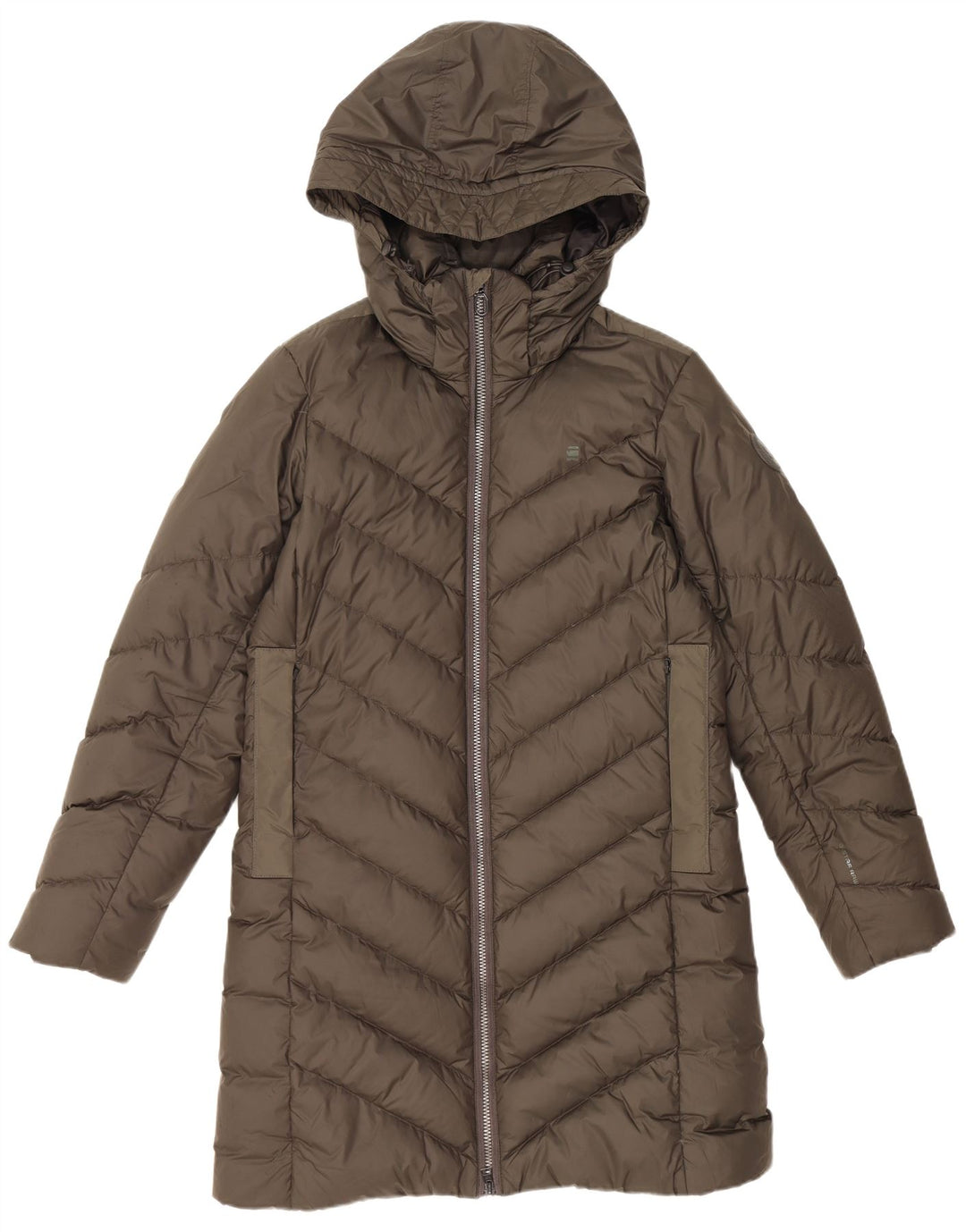 G-STAR Wattierter Damenmantel mit Kapuze, UK 14, mittleres Khaki, Polyester